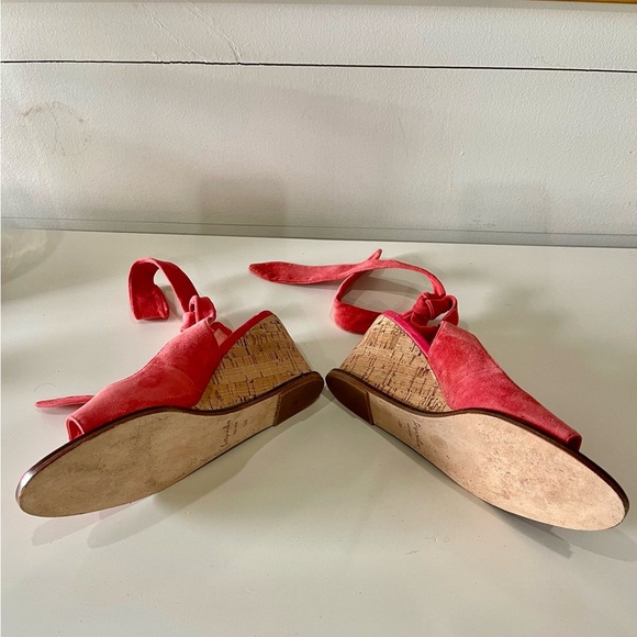 Bettye Muller asper drill, cork soul wedge size 10 suede uppers in peach sherbet - Picture 3 of 6